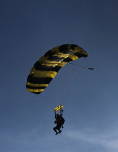 Parachute with a blue-sky background
